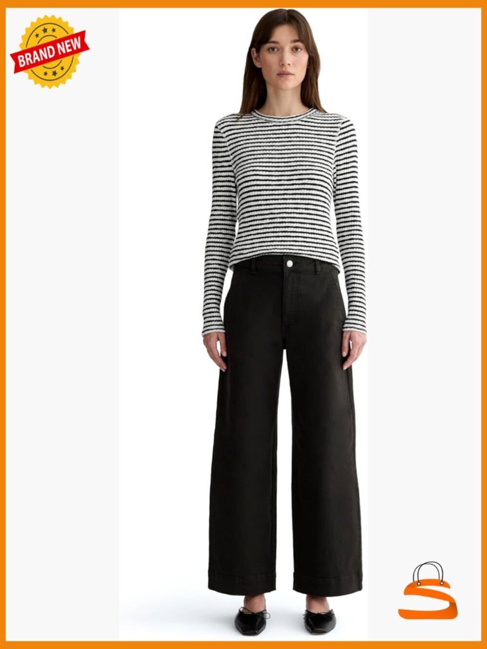 Wide Leg High Rise Organic Cotton Twill Pant